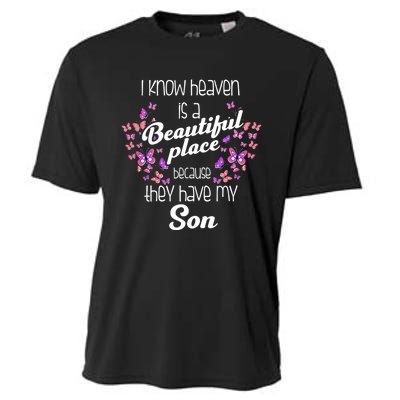 My Son Is My Guardian Angel In Heaven Grief To Son Cooling Performance Crew T-Shirt