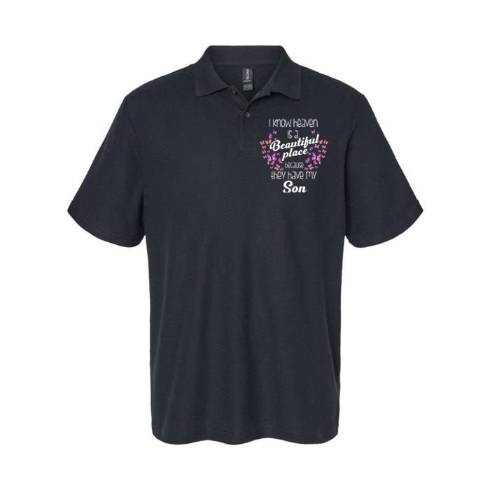 My Son Is My Guardian Angel In Heaven Grief To Son Softstyle Adult Sport Polo