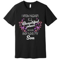 My Son Is My Guardian Angel In Heaven Grief To Son Premium T-Shirt