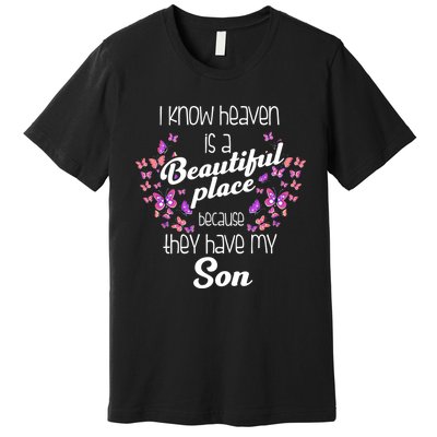 My Son Is My Guardian Angel In Heaven Grief To Son Premium T-Shirt