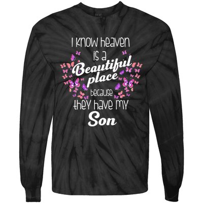 My Son Is My Guardian Angel In Heaven Grief To Son Tie-Dye Long Sleeve Shirt