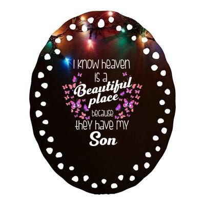 My Son Is My Guardian Angel In Heaven Grief To Son Ceramic Oval Ornament