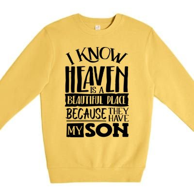 My Son Is My Guardian Angel In Heaven Grief To Son Premium Crewneck Sweatshirt