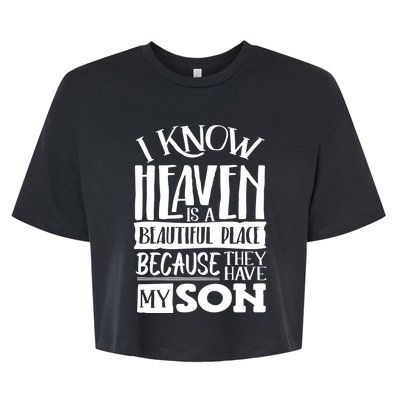 My Son Is My Guardian Angel In Heaven Grief To Son Bella+Canvas Jersey Crop Tee