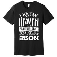 My Son Is My Guardian Angel In Heaven Grief To Son Premium T-Shirt