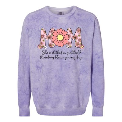 Mom She Is Clothed In Gratitude Colorblast Crewneck Sweatshirt