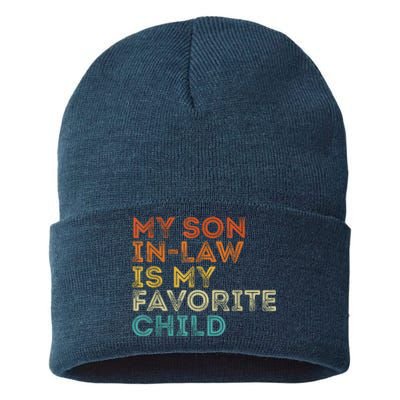 My Son In Law Is My Favorite Child Funny Retro Vintage Sustainable Knit Beanie