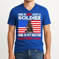 My Sister Is A Soldier Proud Army Family Funny Gift Military Sibling Cute Gift V-Neck T-Shirt