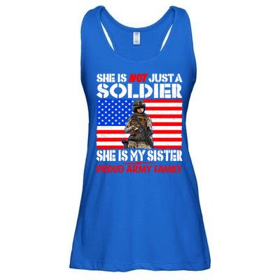 My Sister Is A Soldier Proud Army Family Funny Gift Military Sibling Cute Gift Ladies Essential Flowy Tank