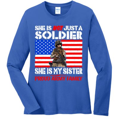 My Sister Is A Soldier Proud Army Family Funny Gift Military Sibling Cute Gift Ladies Long Sleeve Shirt