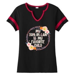 My Son In Law Is My Favorite Child Floral Flower Wreath Ladies Halftime Notch Neck Tee