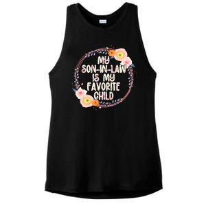 My Son In Law Is My Favorite Child Floral Flower Wreath Ladies PosiCharge Tri-Blend Wicking Tank