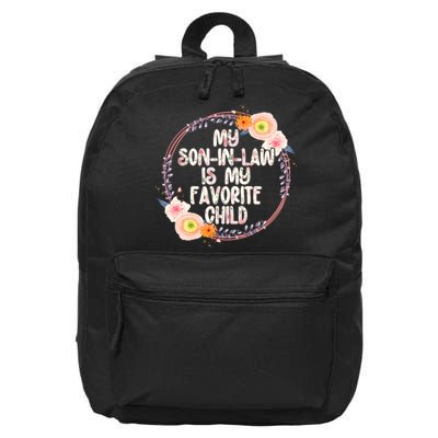 My Son In Law Is My Favorite Child Floral Flower Wreath 16 in Basic Backpack