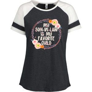 My Son In Law Is My Favorite Child Floral Flower Wreath Enza Ladies Jersey Colorblock Tee