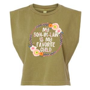 My Son In Law Is My Favorite Child Floral Flower Wreath Garment-Dyed Women's Muscle Tee