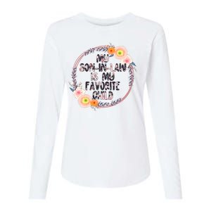 My Son In Law Is My Favorite Child Floral Flower Wreath Womens Cotton Relaxed Long Sleeve T-Shirt