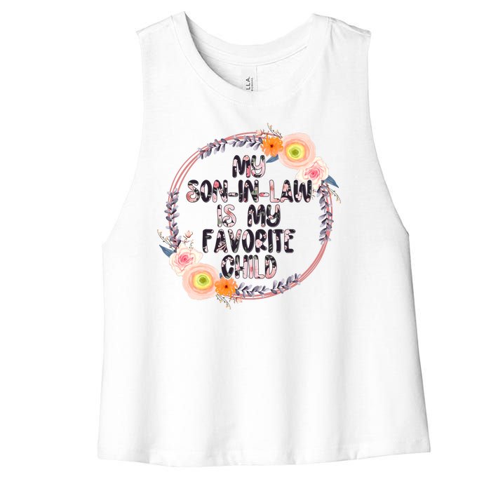 My Son In Law Is My Favorite Child Floral Flower Wreath Women's Racerback Cropped Tank