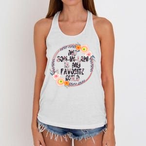 My Son In Law Is My Favorite Child Floral Flower Wreath Women's Knotted Racerback Tank