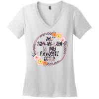 My Son In Law Is My Favorite Child Floral Flower Wreath Women's V-Neck T-Shirt