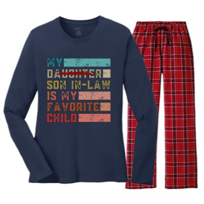 My Son In Law Is My Favorite Child Funny Replaced Daughter Women's Long Sleeve Flannel Pajama Set 