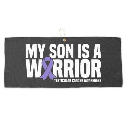 My Son Is A Warrior Testicular Cancer Awareness Large Microfiber Waffle Golf Towel