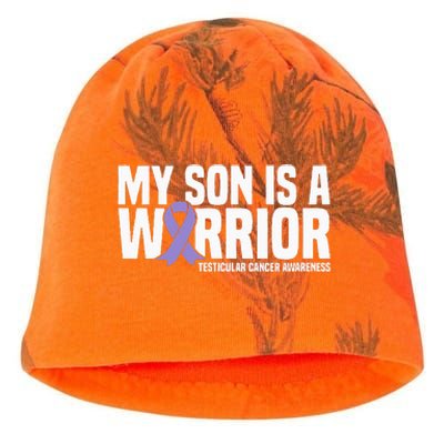 My Son Is A Warrior Testicular Cancer Awareness Kati - Camo Knit Beanie