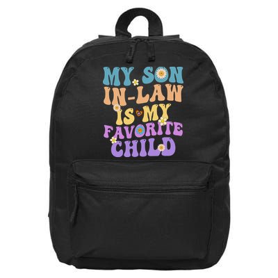My Son In Law Is My Favorite Child Funny Family Humor Groovy 16 in Basic Backpack