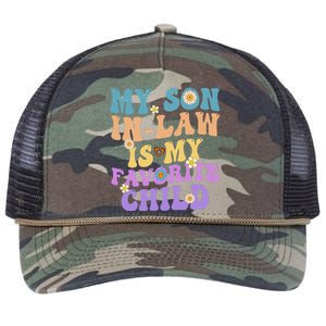 My Son In Law Is My Favorite Child Funny Family Humor Groovy Retro Rope Trucker Hat Cap