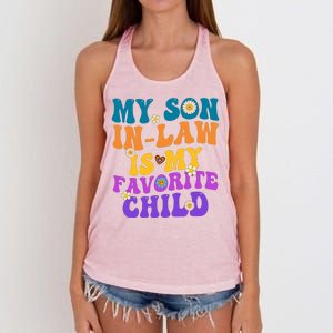 My Son In Law Is My Favorite Child Funny Family Humor Groovy Women's Knotted Racerback Tank