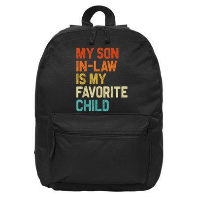 My Son In Law Is My Favorite Child Family Humor Retro Funny 16 in Basic Backpack