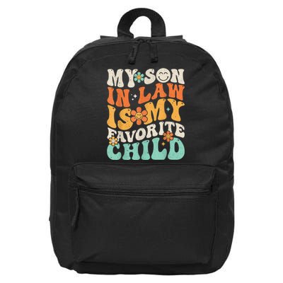 My Son In Law Is My Favorite Child Funny Family Humor Retro Gift 16 in Basic Backpack