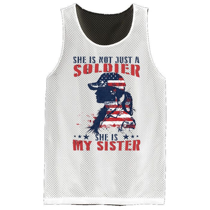 My Sister Is A Soldier Military 4th Of July Mesh Reversible Basketball Jersey Tank