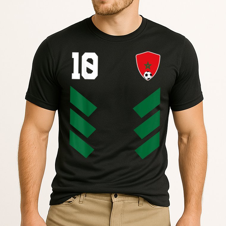 Morocco Soccer Jersey Moroccan Football Shirt Flag Cooling Performance Crew T-Shirt