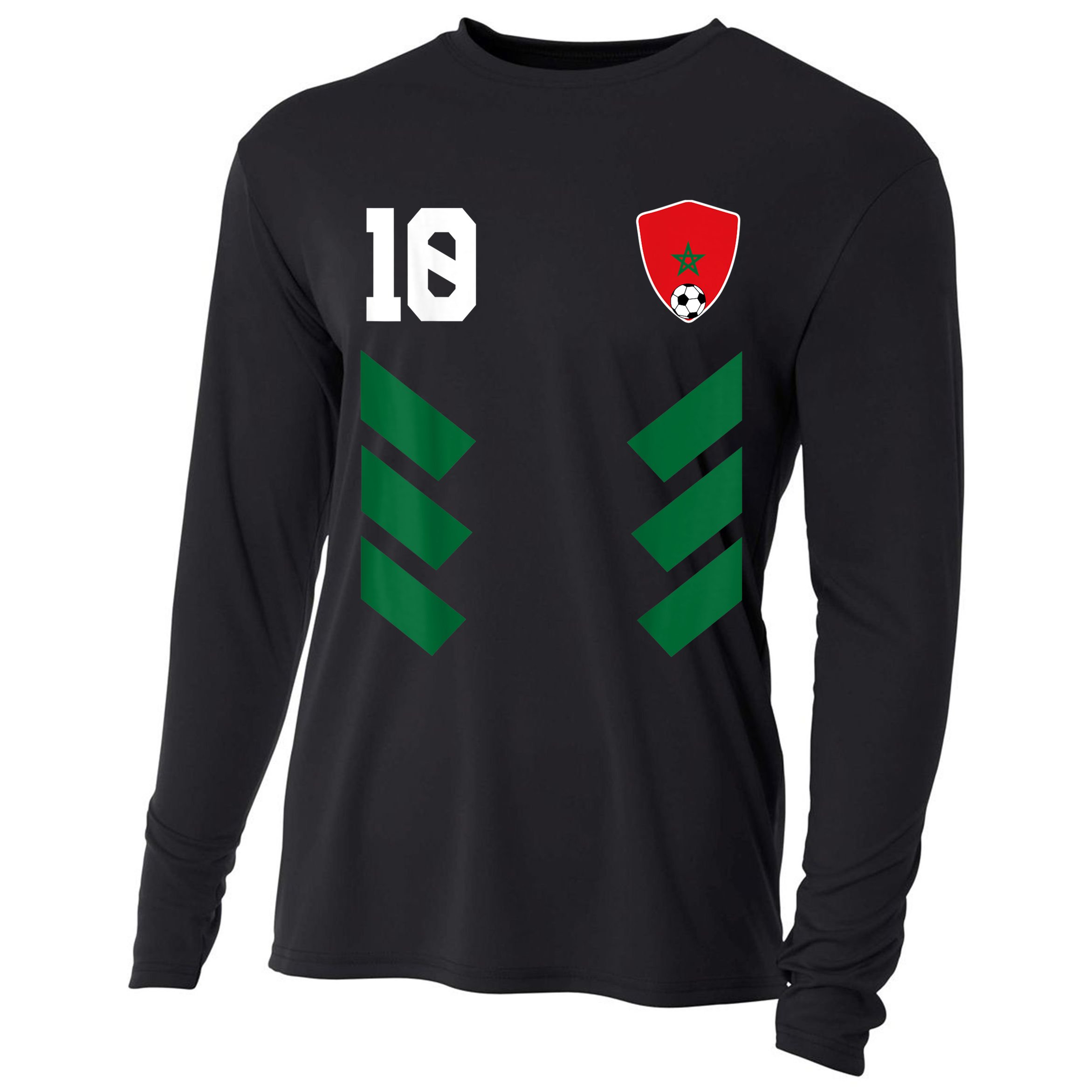 Morocco Soccer Jersey Moroccan Football Shirt Flag Cooling Performance Long Sleeve Crew