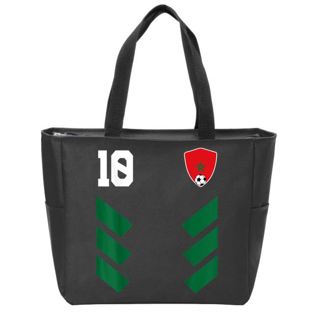 Morocco Soccer Jersey Moroccan Football Shirt Flag Zip Tote Bag