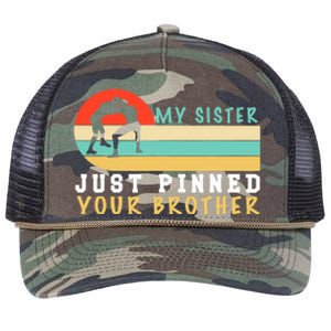 My Sister Just Pinned Your Brother Funny Wrestling Retro Rope Trucker Hat Cap