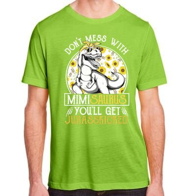 Mimi Saurus Jurasskicked Sunflower Grandma T Rex Gift Adult ChromaSoft Performance T-Shirt