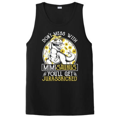 Mimi Saurus Jurasskicked Sunflower Grandma T Rex Gift PosiCharge Competitor Tank