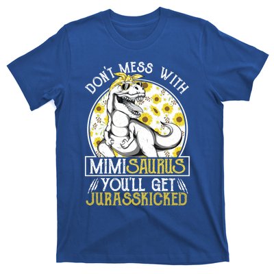 Mimi Saurus Jurasskicked Sunflower Grandma T Rex Gift T-Shirt