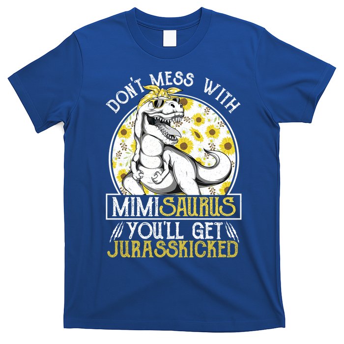 Mimi Saurus Jurasskicked Sunflower Grandma T Rex Gift T-Shirt