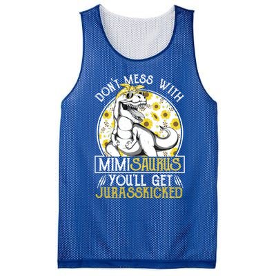 Mimi Saurus Jurasskicked Sunflower Grandma T Rex Gift Mesh Reversible Basketball Jersey Tank