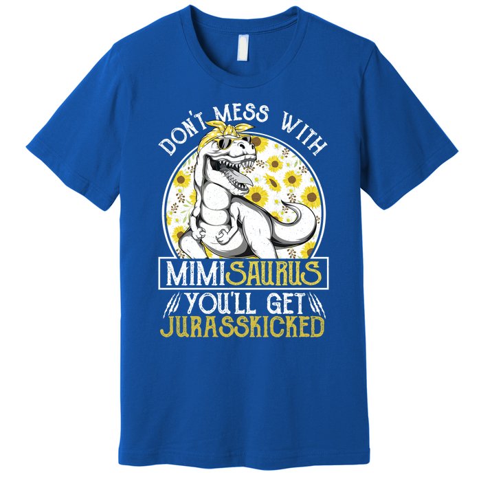 Mimi Saurus Jurasskicked Sunflower Grandma T Rex Gift Premium T-Shirt