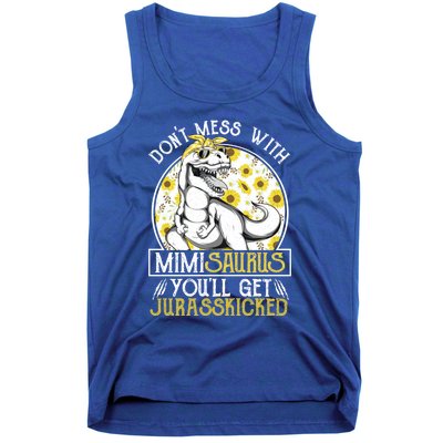 Mimi Saurus Jurasskicked Sunflower Grandma T Rex Gift Tank Top