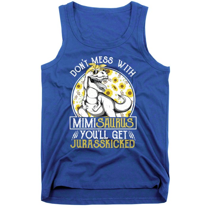 Mimi Saurus Jurasskicked Sunflower Grandma T Rex Gift Tank Top