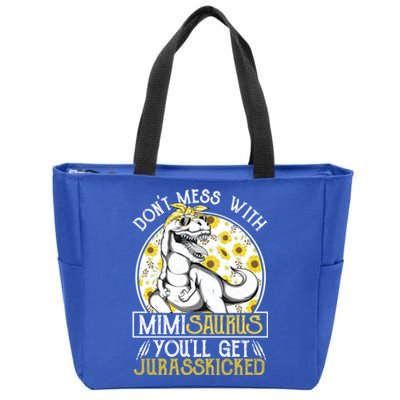 Mimi Saurus Jurasskicked Sunflower Grandma T Rex Gift Zip Tote Bag