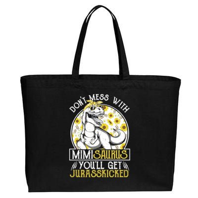 Mimi Saurus Jurasskicked Sunflower Grandma T Rex Gift Cotton Canvas Jumbo Tote