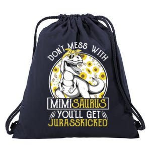 Mimi Saurus Jurasskicked Sunflower Grandma T Rex Gift Drawstring Bag