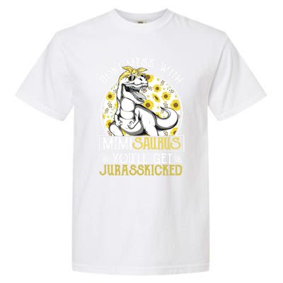 Mimi Saurus Jurasskicked Sunflower Grandma T Rex Gift Garment-Dyed Heavyweight T-Shirt