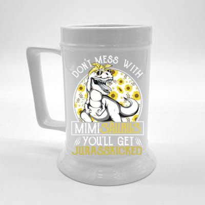 Mimi Saurus Jurasskicked Sunflower Grandma T Rex Gift Beer Stein