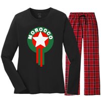 Morocco Soccer Jersey Gift Morocco Football Fans Women's Long Sleeve Flannel Pajama Set 